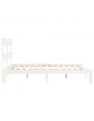 Giroletto con Testiera Bianco 160x200 cm Legno Massello