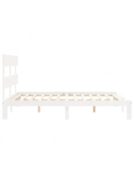Giroletto con Testiera Bianco 160x200 cm Legno Massello