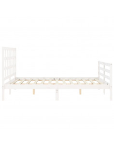 Giroletto con Testiera Bianco 160x200 cm Legno Massello 2