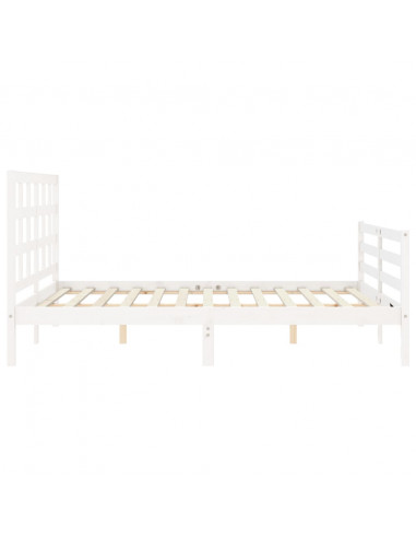 Giroletto con Testiera Bianco 160x200 cm Legno Massello