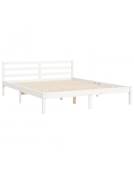 Giroletto con Testiera Bianco 160x200 cm Legno Massello