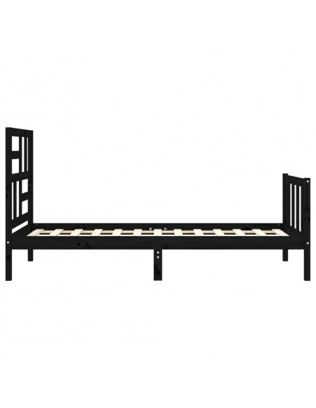 Giroletto con Testiera Nero Small Single in Legno Massello
