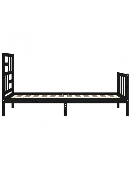 Giroletto con Testiera Nero 100x200cm in Legno Massello