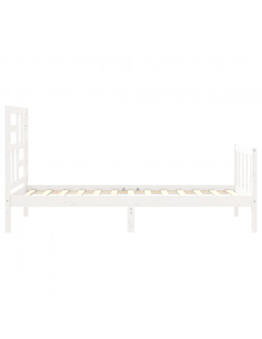 Giroletto con Testiera Bianco 90x200 cm in Legno Massello