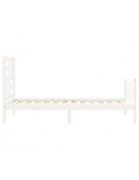 Giroletto con Testiera Bianco 90x200 cm in Legno Massello