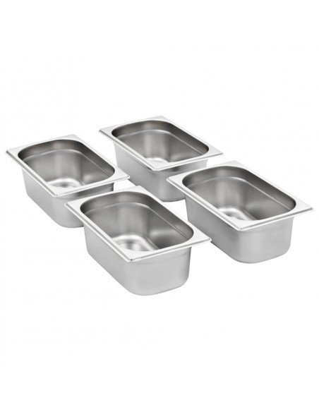 Contenitori Gastronorm 8 pz GN 1/4 100 mm in Acciaio Inox