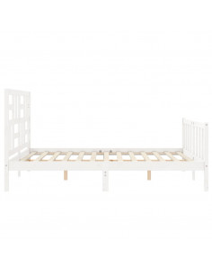 Giroletto con Testiera Bianco 160x200 cm Legno Massello 2