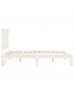 Giroletto con Testiera Bianco 140x190 cm in Legno Massello 2