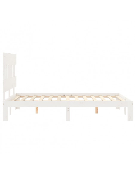 Giroletto con Testiera Bianco 140x190 cm in Legno Massello