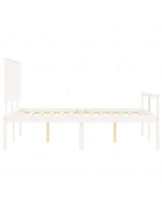Letto per Anziani con Testiera Bianco 140x190 cm Legno Massello 2