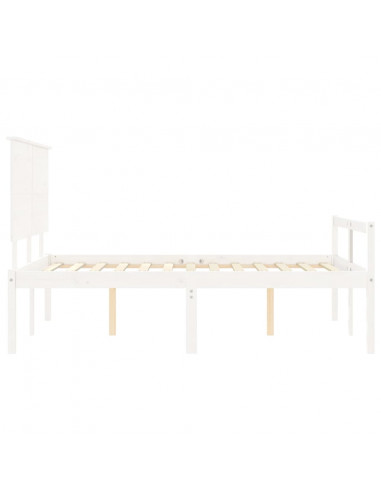 Letto per Anziani con Testiera Bianco 140x190 cm Legno Massello