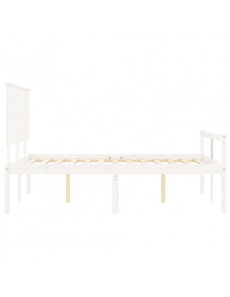 Letto per Anziani con Testiera Bianco 140x190 cm Legno Massello