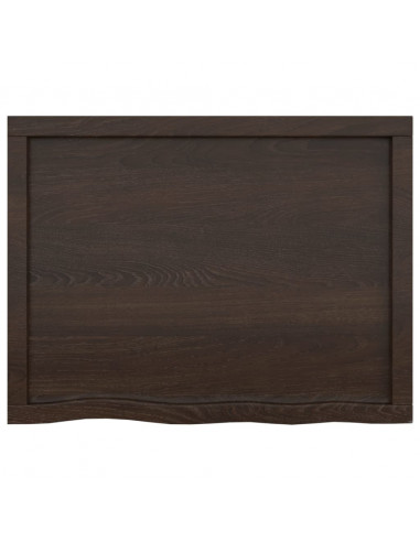 Piano Bagno Marrone Scuro 80x60x(2-6)cm Legno Massello Trattato