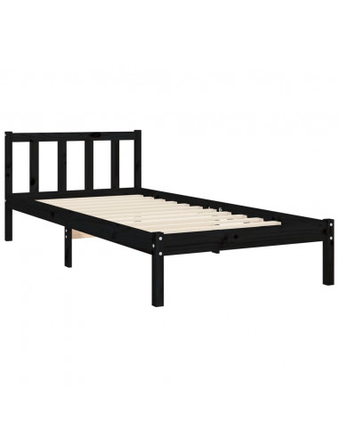 Giroletto con Testiera Nero Small Single in Legno Massello