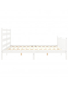 Giroletto con Testiera Bianco 200x200 cm in Legno Massello 2