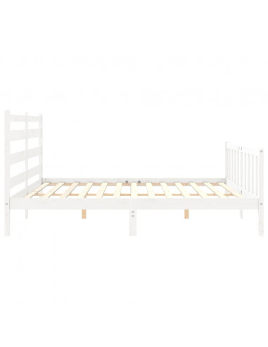 Giroletto con Testiera Bianco 200x200 cm in Legno Massello