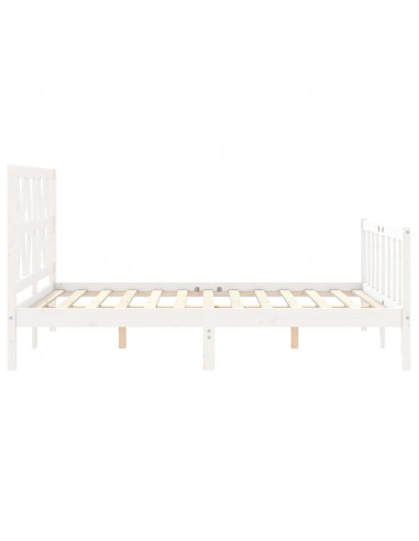 Giroletto con Testiera Bianco 120x200 cm in Legno Massello