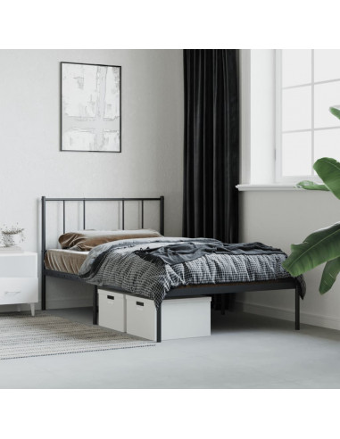 Giroletto con Testiera in Metallo Nero 90x190 cm