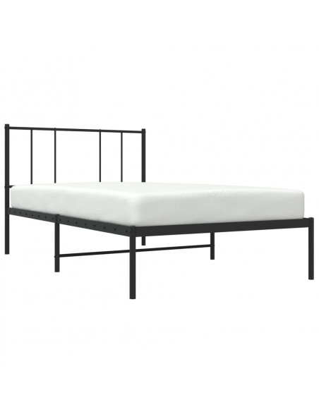 Giroletto con Testiera in Metallo Nero 90x190 cm