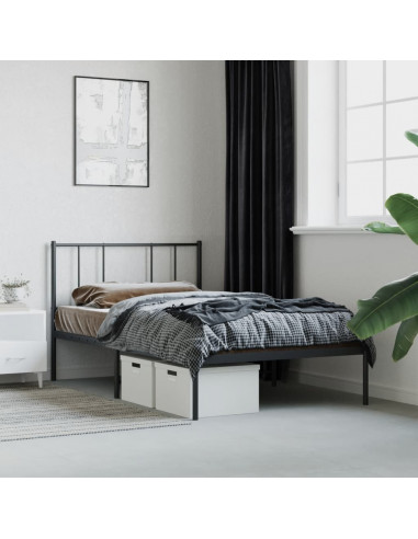 Giroletto con Testiera in Metallo Nero 107x203 cm