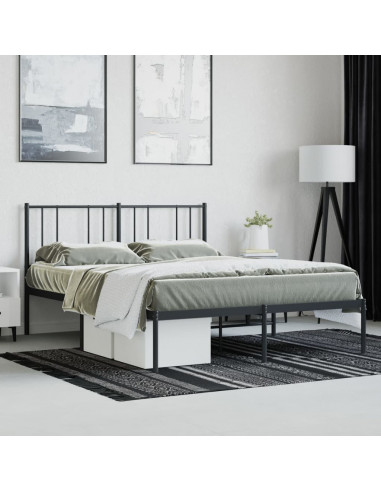 Giroletto con Testiera in Metallo Nero 140x200 cm