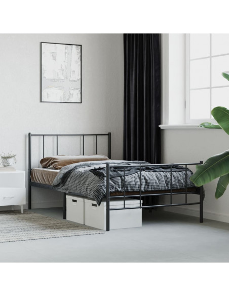 Giroletto con Testiera e Pediera Metallo Nero 90x190 cm
