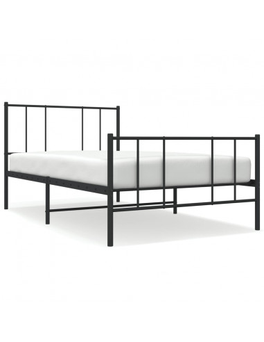 Giroletto con Testiera e Pediera Metallo Nero 107x203 cm