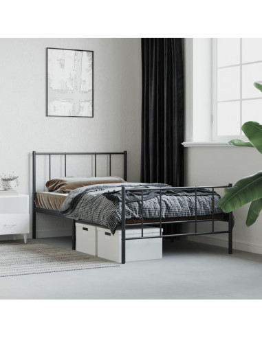 Giroletto con Testiera e Pediera Metallo Nero 107x203 cm