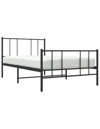 Giroletto con Testiera e Pediera Metallo Nero 107x203 cm