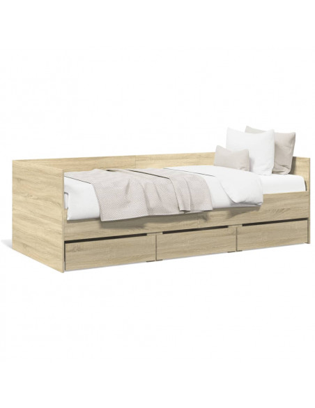 Divano Letto con Cassetti Rovere Sonoma 100x200 cm Multistrato