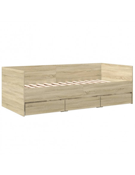 Divano Letto con Cassetti Rovere Sonoma 100x200 cm Multistrato