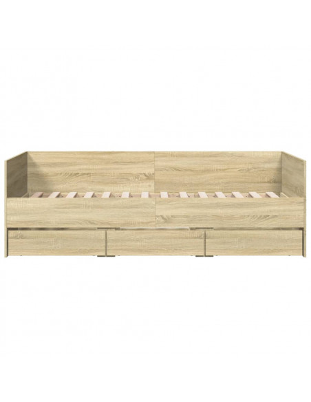 Divano Letto con Cassetti Rovere Sonoma 100x200 cm Multistrato