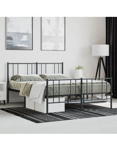 Giroletto con Testiera e Pediera Metallo Nero 140x190 cm