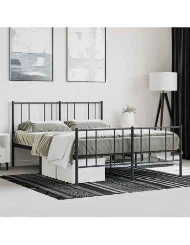 Giroletto con Testiera e Pediera Metallo Nero 140x200 cm