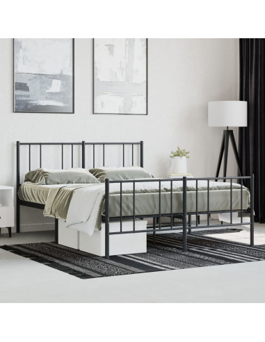 Giroletto con Testiera e Pediera Metallo Nero 160x200 cm