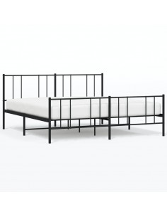 Giroletto con Testiera e Pediera Metallo Nero 193x203 cm 2