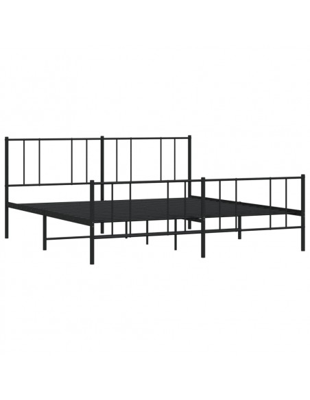 Giroletto con Testiera e Pediera Metallo Nero 193x203 cm