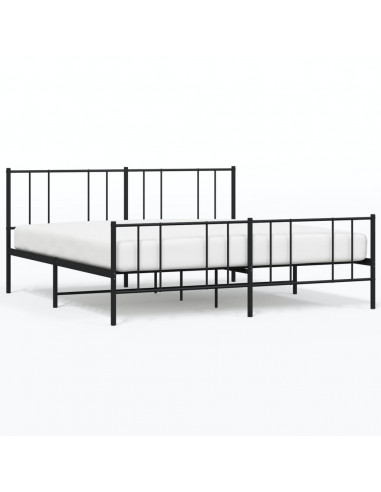 Giroletto con Testiera e Pediera Metallo Nero 200x200 cm