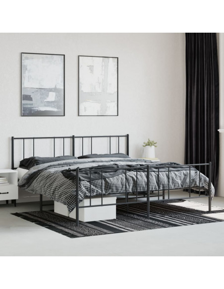 Giroletto con Testiera e Pediera Metallo Nero 200x200 cm