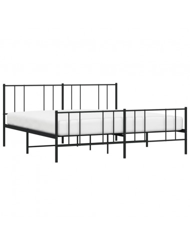 Giroletto con Testiera e Pediera Metallo Nero 200x200 cm