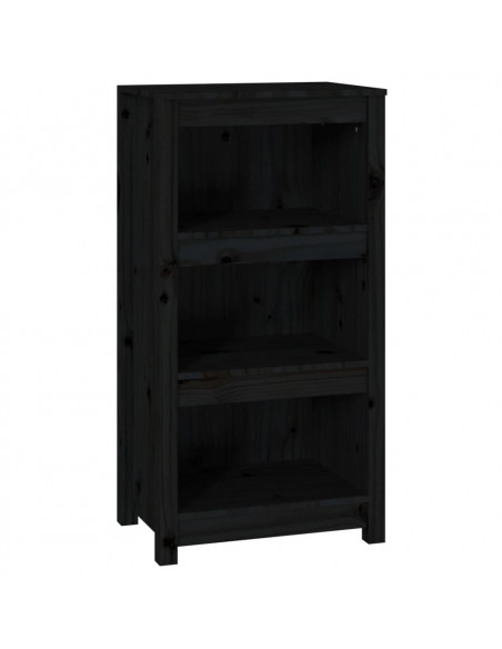 Libreria Nera 50x35x97 cm in Legno Massello di Pino