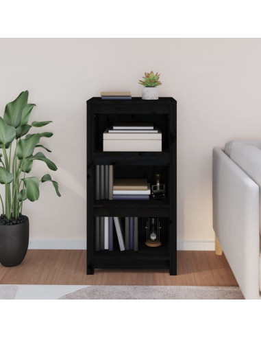 Libreria Nera 50x35x97 cm in Legno Massello di Pino