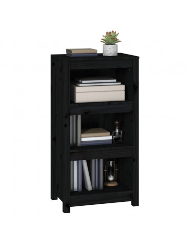 Libreria Nera 50x35x97 cm in Legno Massello di Pino