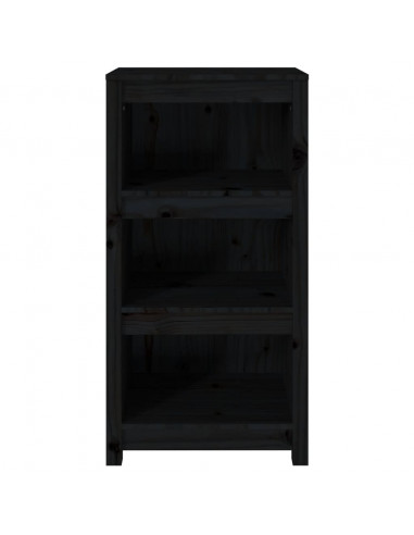Libreria Nera 50x35x97 cm in Legno Massello di Pino