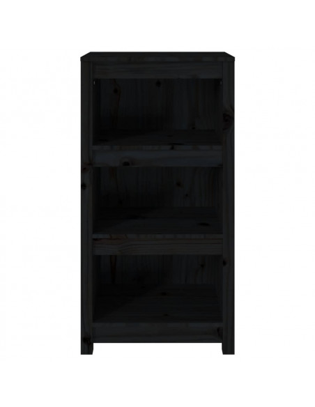Libreria Nera 50x35x97 cm in Legno Massello di Pino