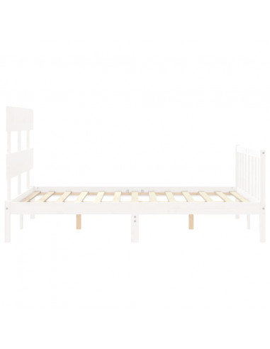 Giroletto con Testiera Bianco 120x200 cm in Legno Massello