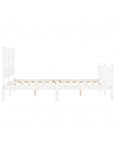 Giroletto con Testiera Bianco 160x200 cm Legno Massello 2