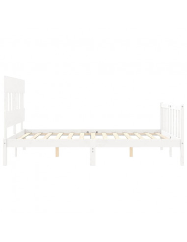 Giroletto con Testiera Bianco 160x200 cm Legno Massello