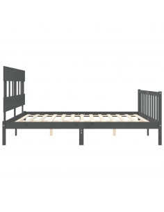 Giroletto con Testiera Grigio 200x200 cm in Legno Massello 2