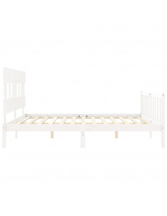 Giroletto con Testiera Bianco 200x200 cm in Legno Massello 2